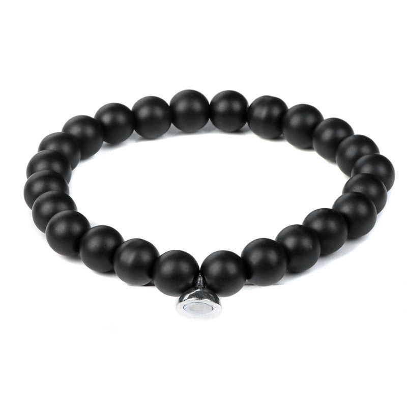 Lava Volcanic Stone Couple Bracelets with Magnetic Clasp | Natural Stone Energy Bracelet for Lovers | Vintage Versatile Couple Jewelry Set | Romantic Relationship Gift Set