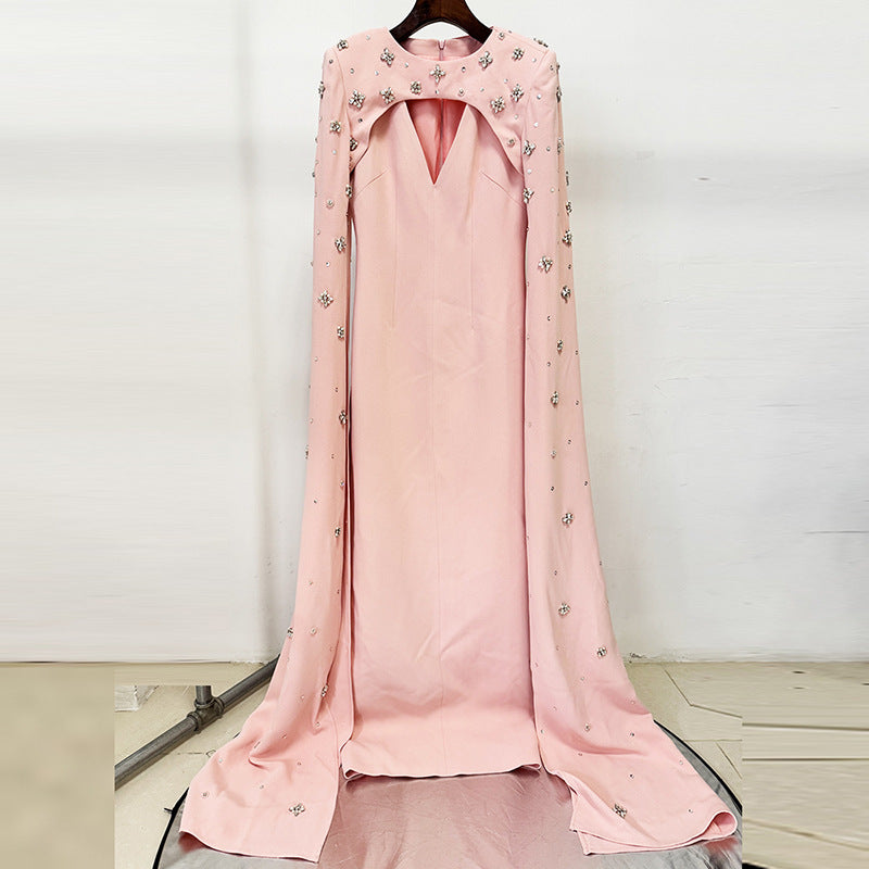 Heavy-Duty Beaded & Diamond Encrusted Off-Shoulder Gown | Luxury Long Evening Dress | Hand-Embellished Royal Banquet Dress | Sophisticated Bridal & Gala Maxi Dress