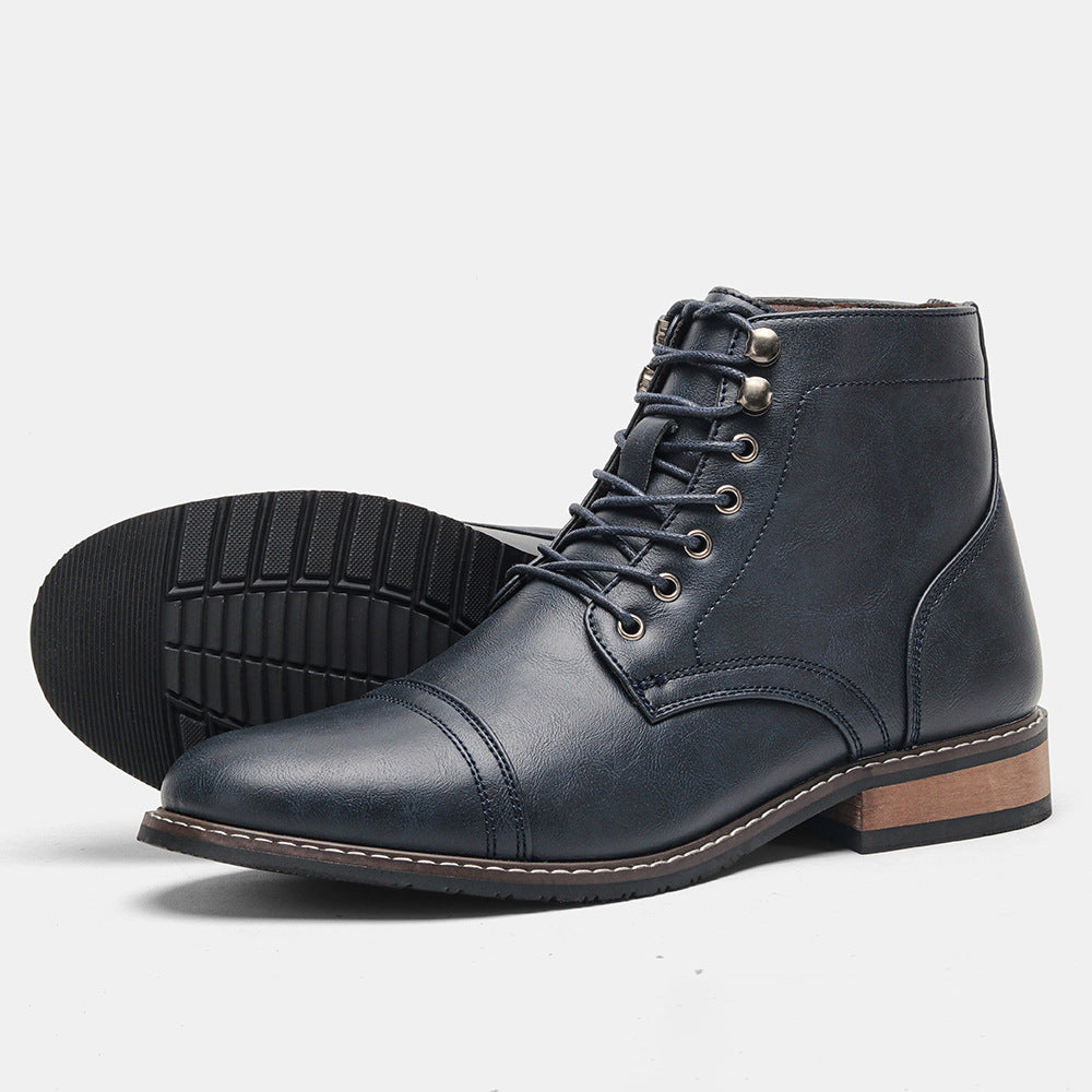 Men’s Vintage Casual Leather Boots | Premium Handcrafted Retro Mid-Top Boots | Rugged Outdoor Leather Walking Boots | Modern Heritage Style Men's Casual Footwear