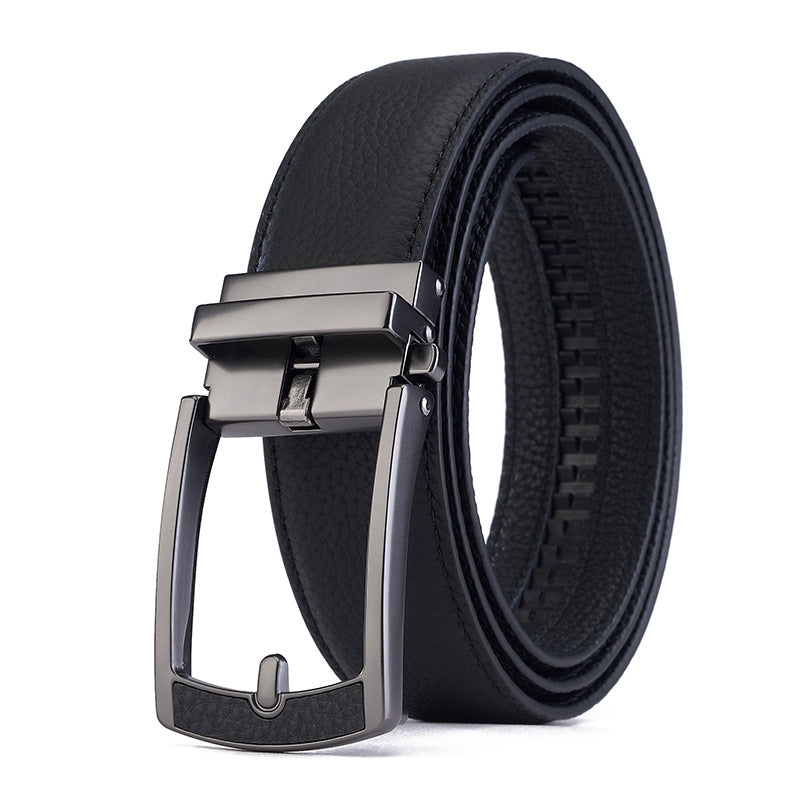 Men’s Lychee Grain Leather Belt | High-Sense Automatic Buckle Casual Waistband | Trendy Minimalist Professional All-Match Belt | Luxury-Label Statuesque Men’s Accessory | 2026 High-Fashion Radiant Urban Essential