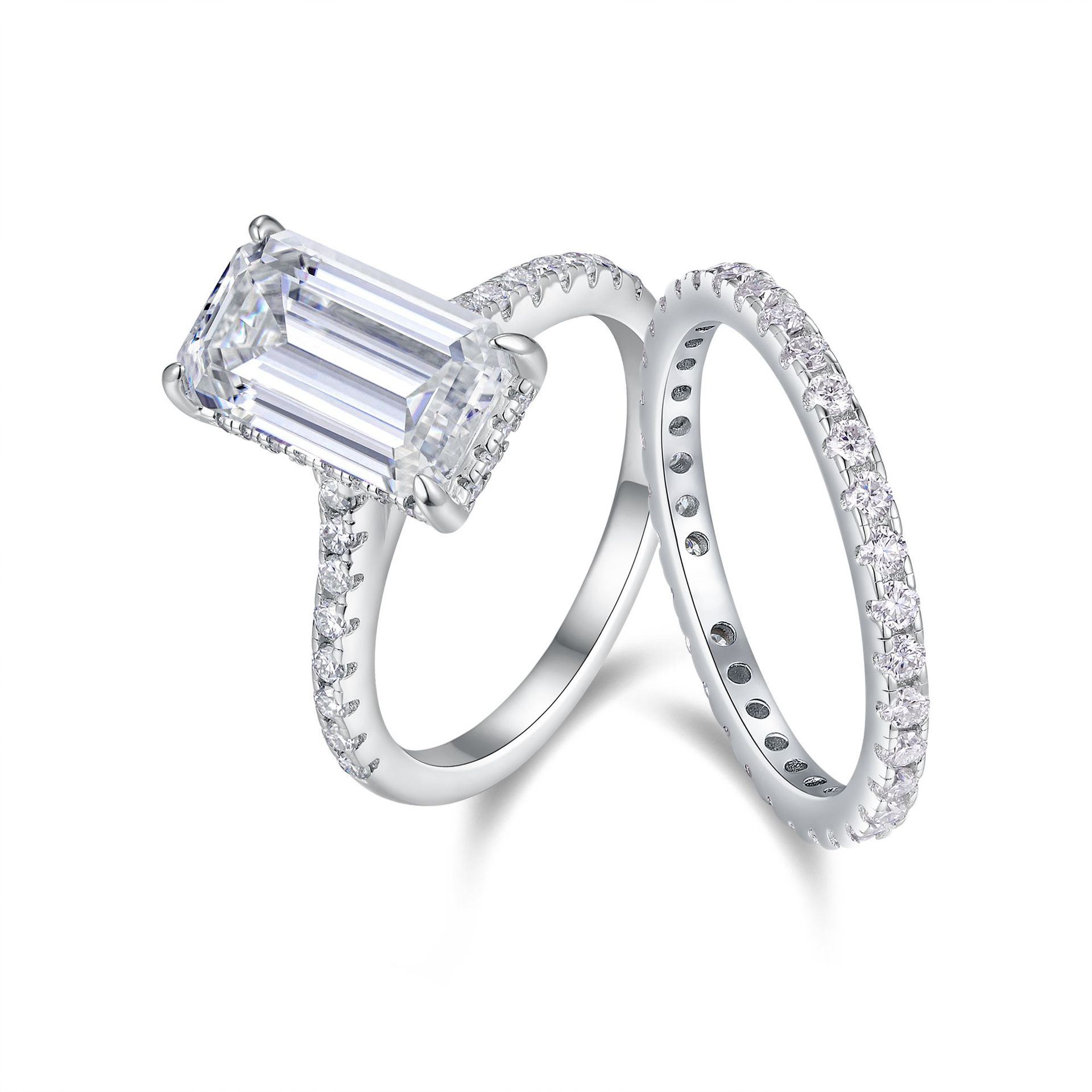 S925 Sterling Silver Stackable Ring | Full-Set Moissanite Eternity Band | High-Sense Minimalist Wedding & Anniversary Ring | Luxury-Label Statuesque Radiant Jewelry | 2026 High-Fashion Emerald-Luxe Essential