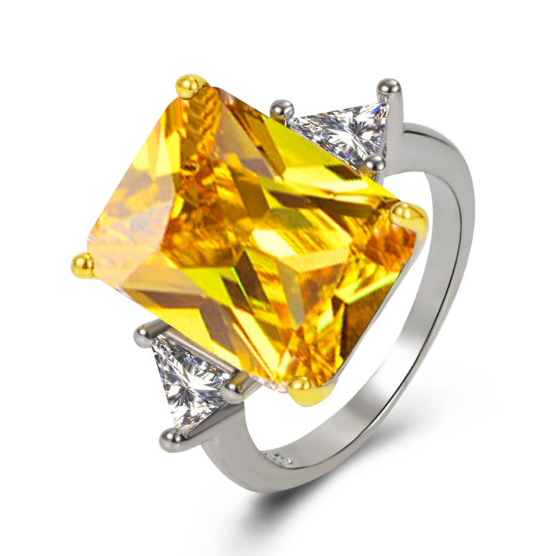 High-carbon Two-tone Rectangular-cut Diamond Ring