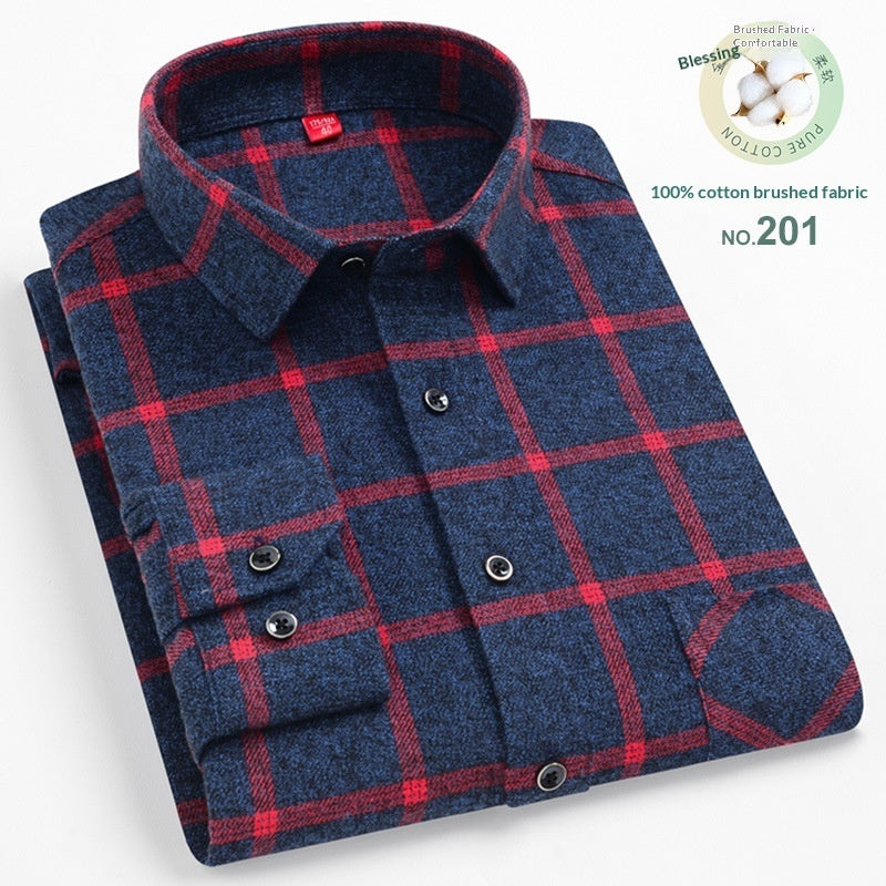 Men’s Casual Plaid Cotton Shirt | Modern Square Collar Checkered Button-Down | Premium Breathable Cotton Flannel Style Shirt | Trendy Slim-Fit Plaid Long Sleeve for Men