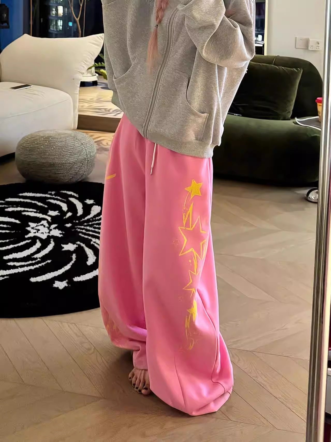 Women’s Retro Print Letter Casual Pants | High-Sense Drawstring Wide-Leg Trousers | Trendy Minimalist Graphic Sweatpants | Luxury-Label Urban Loose Pants | 2026 High-Fashion Statuesque Streetwear