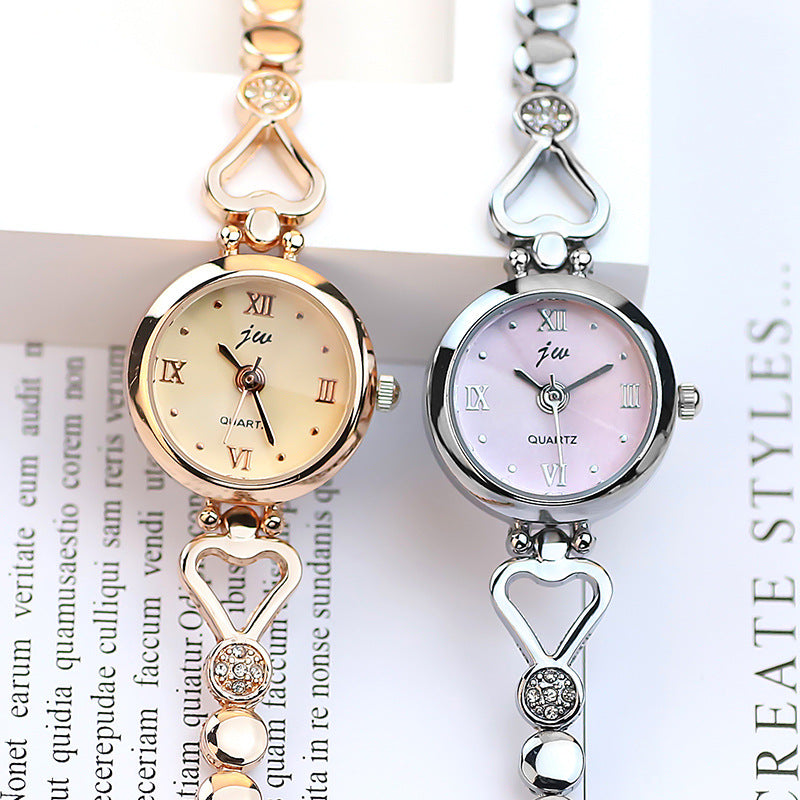 Women’s Elegant Steel Strap Student Watch Set | Minimalist Quartz Wristwatch with Matching Bracelet | Chic Stainless Steel Jewelry Watch | 2026 Trendy Student Gift Set | Sophisticated Silver/Gold Tone Watch Set