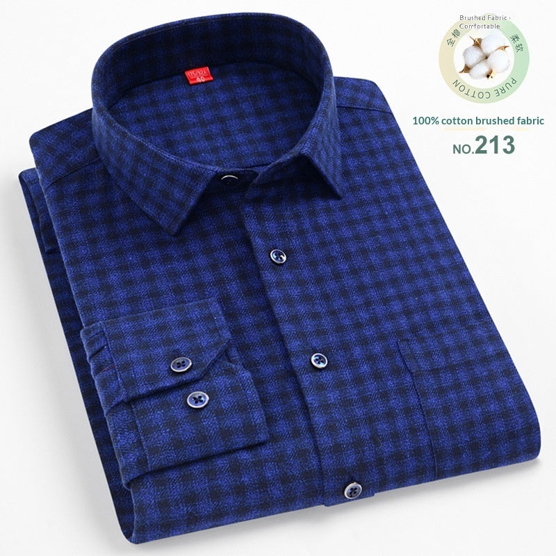 Men’s Casual Plaid Cotton Shirt | Modern Square Collar Checkered Button-Down | Premium Breathable Cotton Flannel Style Shirt | Trendy Slim-Fit Plaid Long Sleeve for Men