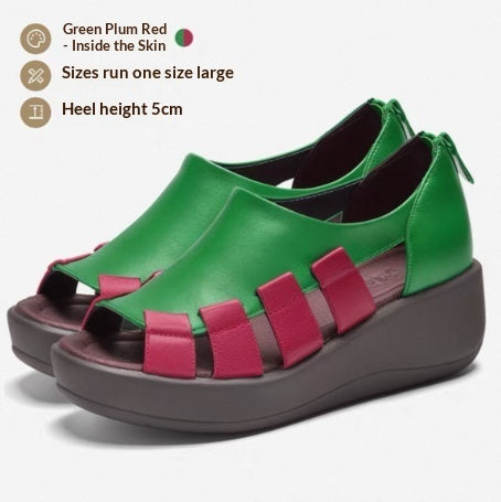 Women’s Genuine Leather Wedge Sandals | Comfortable Thick Sole Platform Shoes | Elegant Soft Leather Summer Wedges | Non-Slip Walking Sandals for Women | Premium Quality "All-Day" Comfort Footwear