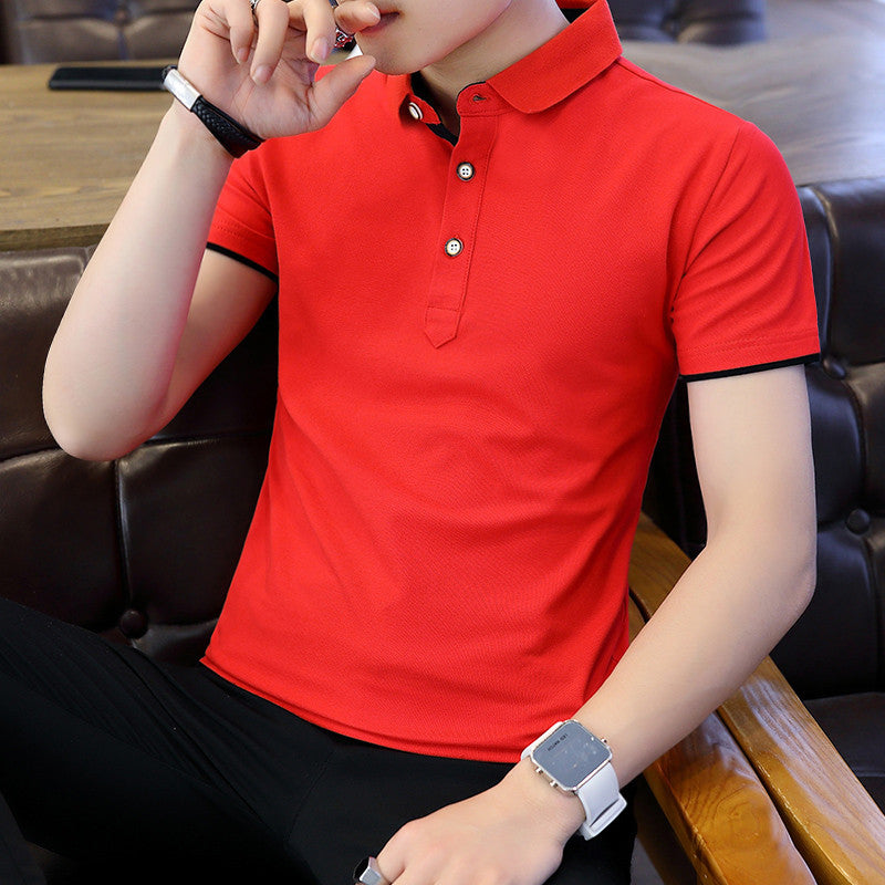 Men's Modern Zipper Polo Shirt | Casual Patchwork Short Sleeve Summer Tee | Designer Turn-Down Collar Slim Fit Polo Top for Men