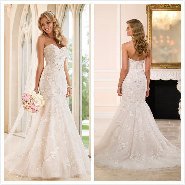 Luxury Trailing Lace Wedding Dress | Elegant Tube Top Bridal Gown with Long Train | Vintage-Inspired Lace Wedding Dress | Dreamy High-Sense Marriage Gown | 2026 High-Fashion Royal Bridal Wear