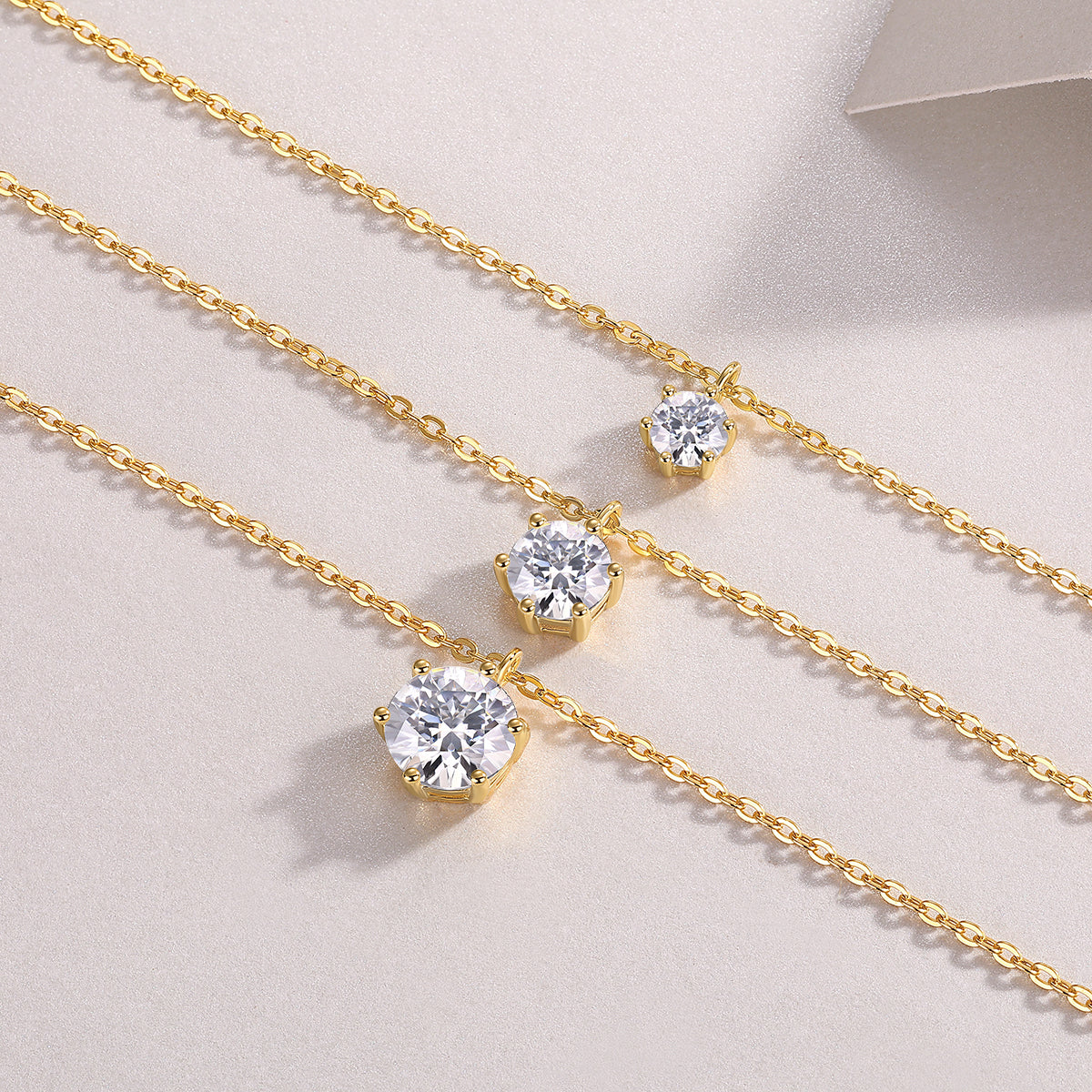 2 Carat Luxury Moissanite Pendant Necklace | S925 Sterling Silver Gold Plated Chain | Minimalist Diamond Alternative Fine Jewelry for Women