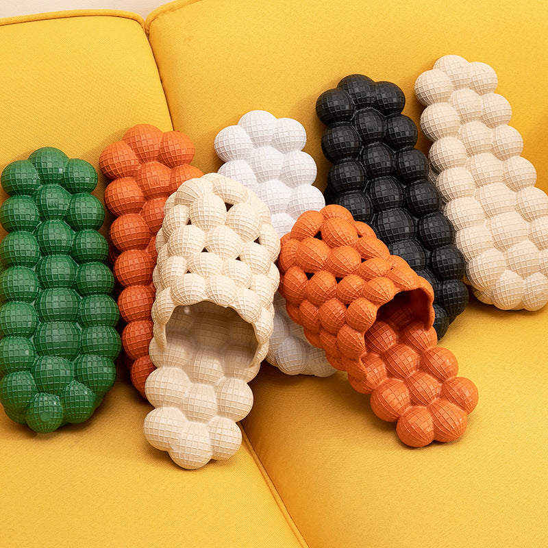 Summer Fashion Massage Mesh Bubble Slides | High-Sense Indoor Anti-Skid Bathroom Shoes | Trendy Minimalist Bubble Cloud Slippers | Luxury-Label Statuesque Home Footwear | 2026 High-Fashion Radiant Leisure Slides