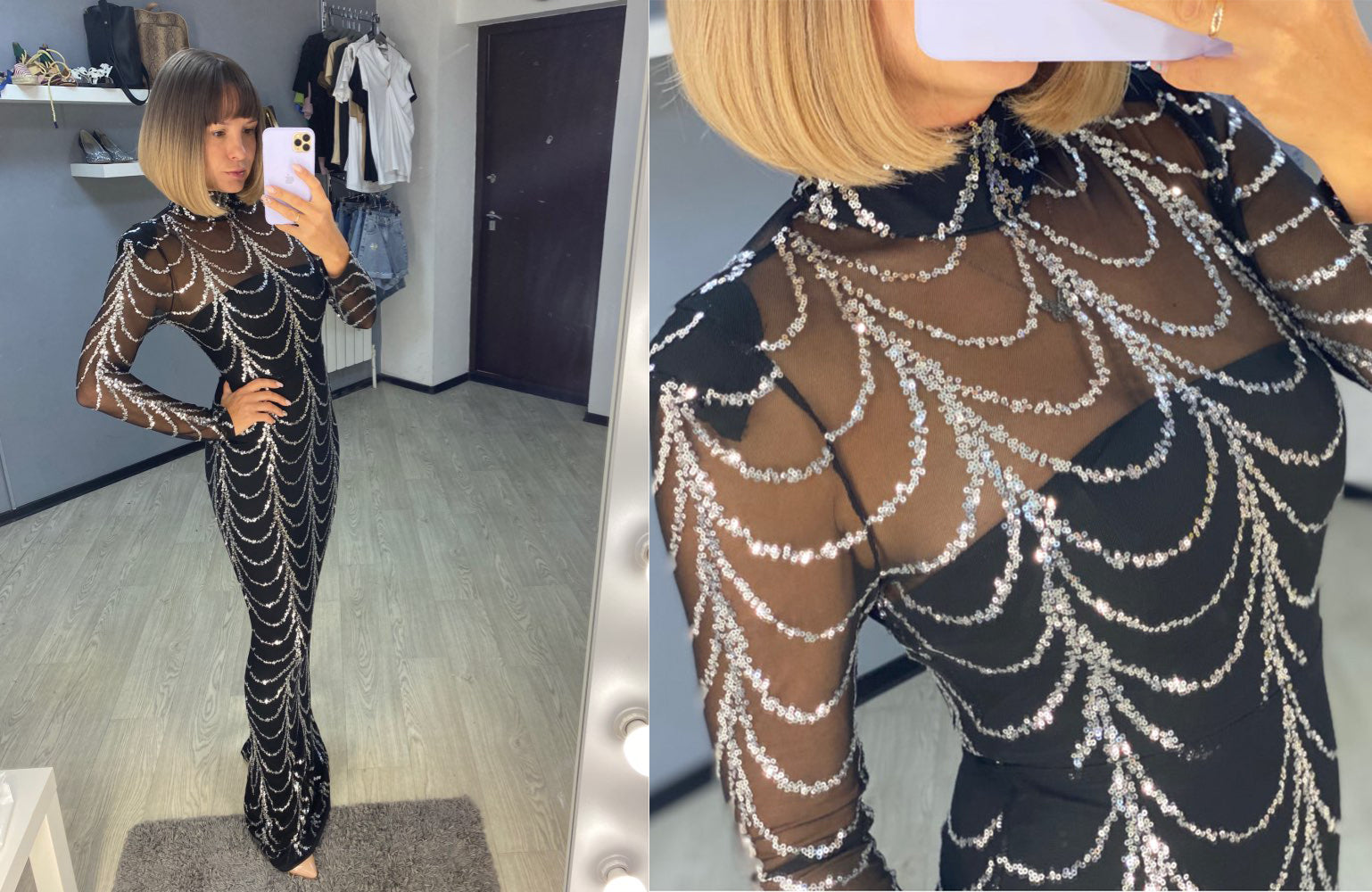 Women’s Full-Sequin Maxi Dress | High-Sense Long Sleeve Evening Gown | Trendy Minimalist Shimmering Party Dress | Luxury-Label Statuesque Radiant Occasion Wear | 2026 High-Fashion Emerald-Luxe Essential