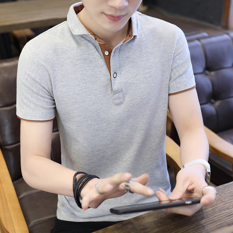 Men's Modern Zipper Polo Shirt | Casual Patchwork Short Sleeve Summer Tee | Designer Turn-Down Collar Slim Fit Polo Top for Men