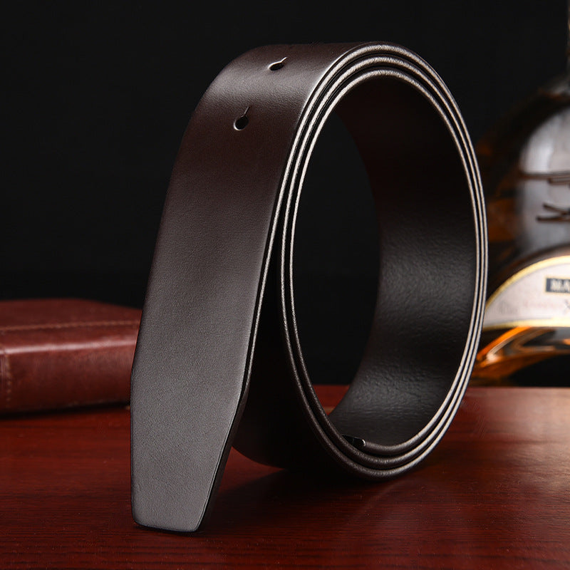 Men’s Premium Leather Replacement Belt Strap | Headless Genuine Cowhide Belt | High-Sense "No Buckle" Leather Waistband | Versatile DIY Custom Leather Strap for Men