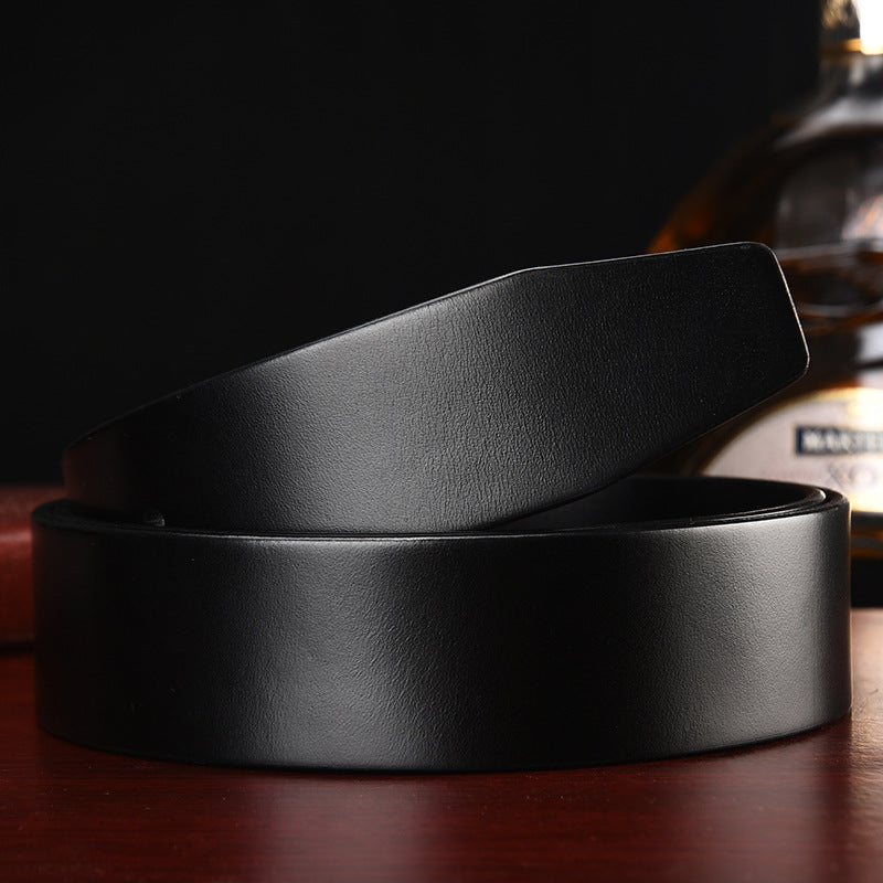 Men’s Premium Leather Replacement Belt Strap | Headless Genuine Cowhide Belt | High-Sense "No Buckle" Leather Waistband | Versatile DIY Custom Leather Strap for Men