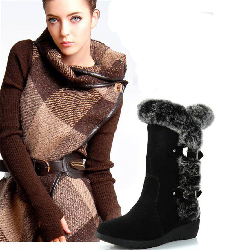 Women’s Mid-Calf Snow Boots | Faux Fur Plush Lined Winter Boots | High-Sense Waterproof Thermal Outdoor Boots | Trendy Minimalist Warm Winter Footwear | 2026 High-Fashion Anti-Slip Snow Boots