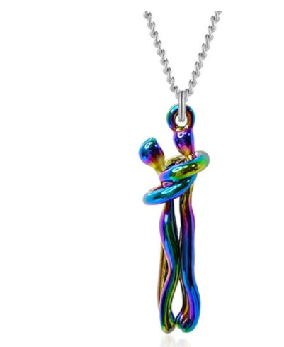 Love Hug Pendant Necklace for Couples | Unisex Romantic Hugging Figure Necklace | Minimalist Clavicle Chain Jewelry | Meaningful Valentine’s Day & Anniversary Gift