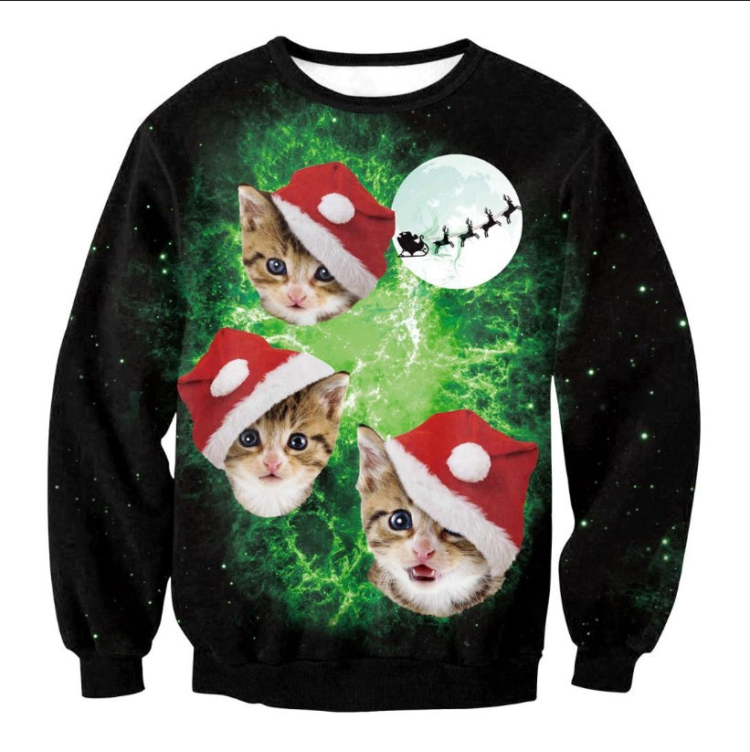 Funny Ugly Christmas Sweater | Vacation Santa & Elf Festive Top | Unisex Holiday Party Sweater for Men & Women | Cozy Autumn Winter Graphic Pullover | 2026 Trendy Xmas Vacation Themed Clothing