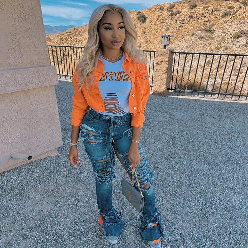 Women’s Cropped Bodycon Denim Jacket | Streetwear Slim-Fit Jeans Jacket | Trendy Short Denim Outwear for Women | Casual High-Waist Wash Denim Coat