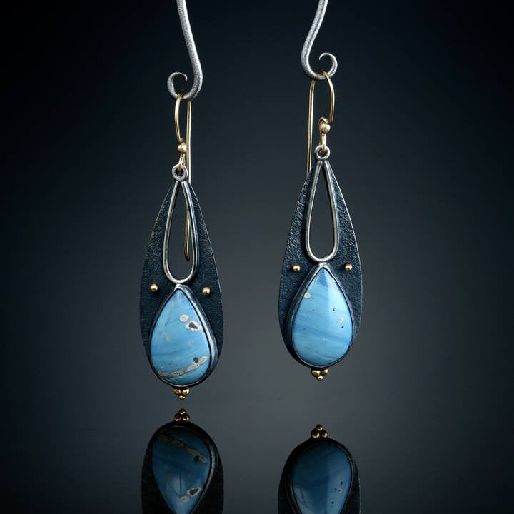 Vintage Blue Resin Tear-Drop Earrings | Boho Ethnic Tribal Dangle Earrings | Handmade Metal Long Pendant Earrings for Women | Luxury Moroccan-Style Statement Jewelry | 2026 High-Fashion Artisan Brincos