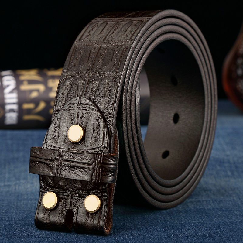 Men’s Premium Headless Leather Belt Strap | High-Quality Genuine Leather Belt Without Buckle | Replacement Waist Strap for Pin Buckles | Luxury Full-Grain Leather DIY Belt | 3.5cm Wide Belt Body