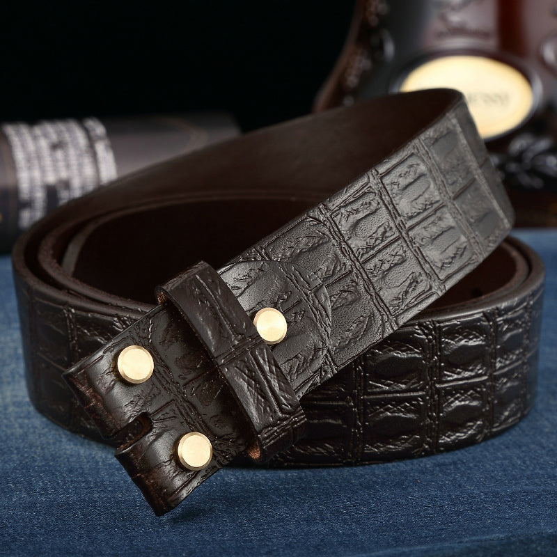 Men’s Premium Headless Leather Belt Strap | High-Quality Genuine Leather Belt Without Buckle | Replacement Waist Strap for Pin Buckles | Luxury Full-Grain Leather DIY Belt | 3.5cm Wide Belt Body