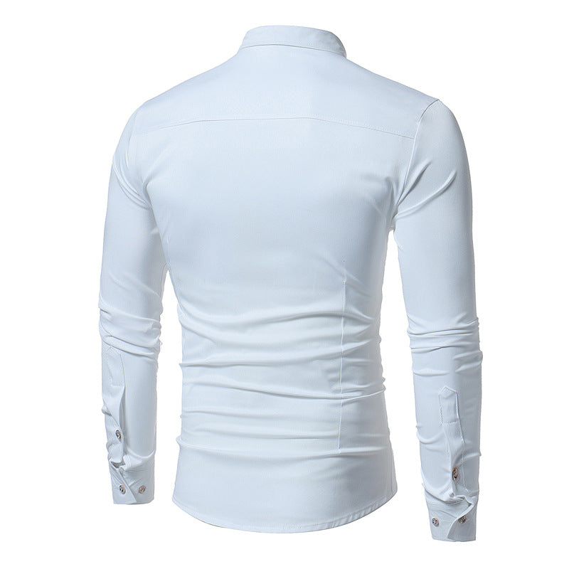 Men’s Royal Blue Slim Fit Wedding Tuxedo Shirt | Luxury Long Sleeve Dress Shirt for Men | Formal Business Casual Chemise Homme