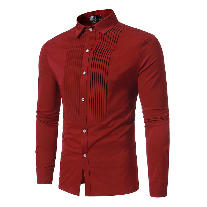 Men’s Royal Blue Slim Fit Wedding Tuxedo Shirt | Luxury Long Sleeve Dress Shirt for Men | Formal Business Casual Chemise Homme