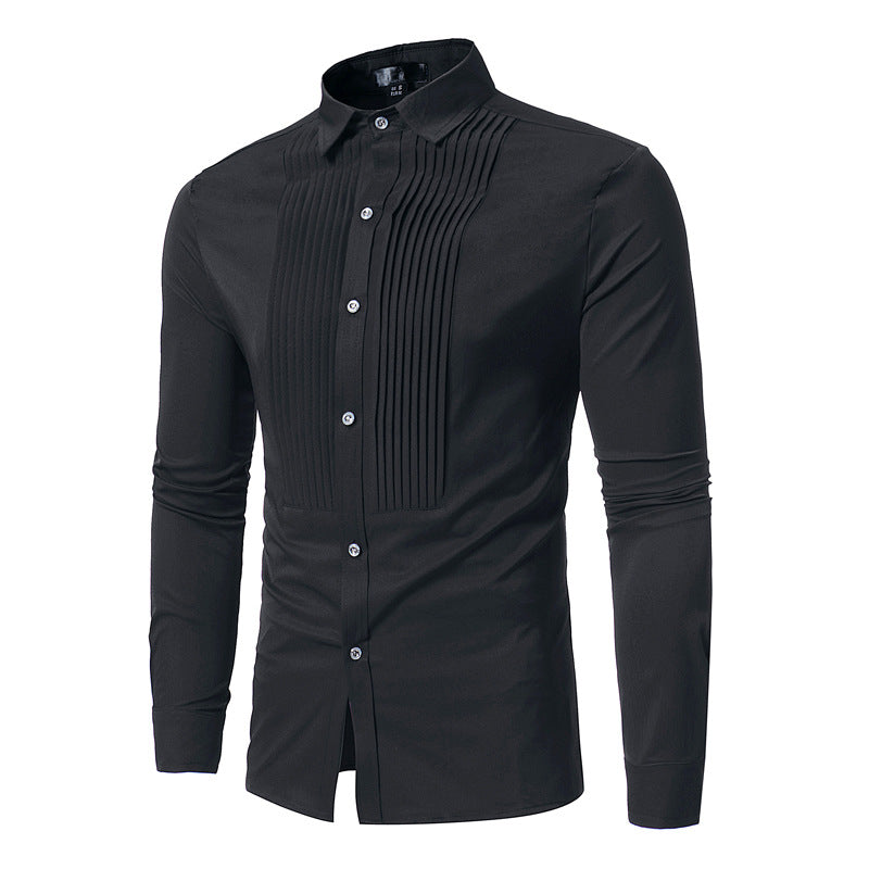 Men’s Royal Blue Slim Fit Wedding Tuxedo Shirt | Luxury Long Sleeve Dress Shirt for Men | Formal Business Casual Chemise Homme