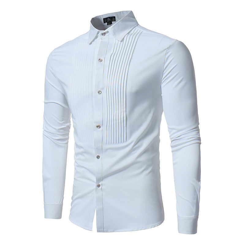 Men’s Royal Blue Slim Fit Wedding Tuxedo Shirt | Luxury Long Sleeve Dress Shirt for Men | Formal Business Casual Chemise Homme