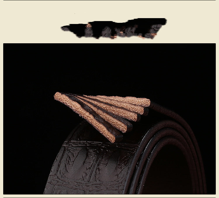 Men’s Pattern Smooth Buckle Head Layer Belt | High-Sense Retro Casual Waistband | Trendy Minimalist Top-Layer Leather Belt | Luxury-Label Statuesque Men’s Accessory | 2026 High-Fashion Radiant Urban Essential