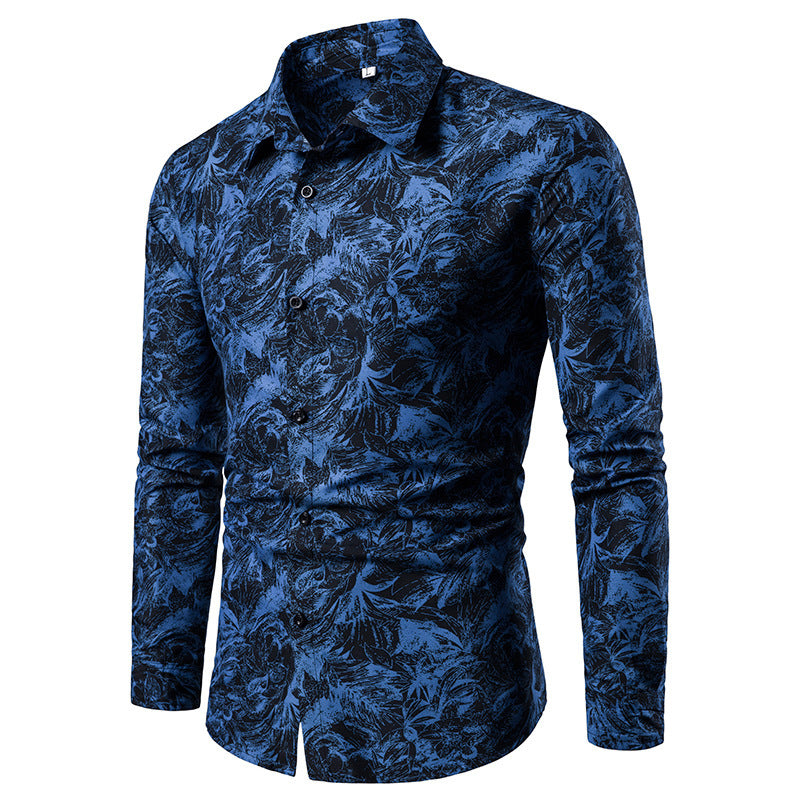 Men's Autumn & Winter Printed Dress Shirt | Slim Fit Long Sleeve Casual Social Shirt | Premium Designer Patterned Formal Shirt for Men
