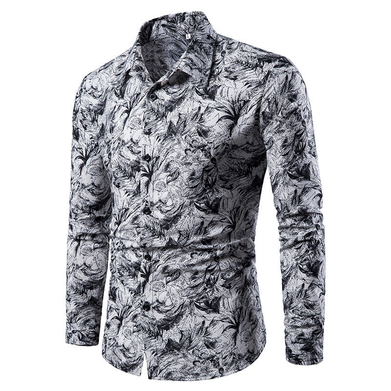 Men's Autumn & Winter Printed Dress Shirt | Slim Fit Long Sleeve Casual Social Shirt | Premium Designer Patterned Formal Shirt for Men