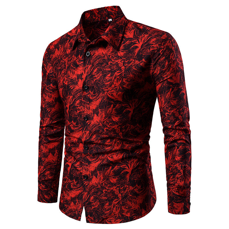Men's Autumn & Winter Printed Dress Shirt | Slim Fit Long Sleeve Casual Social Shirt | Premium Designer Patterned Formal Shirt for Men