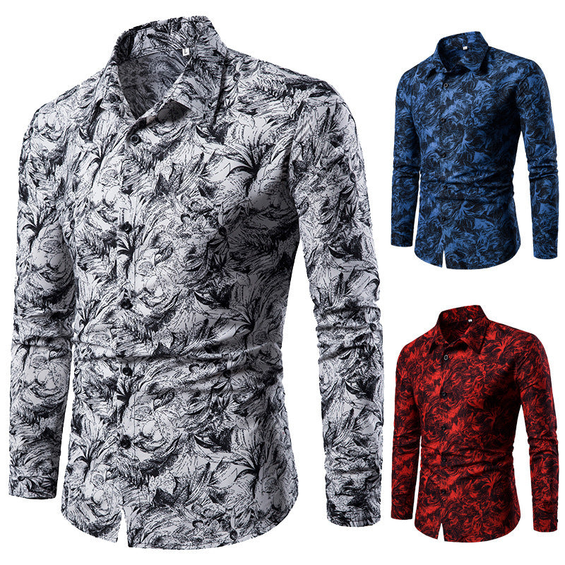 Men's Autumn & Winter Printed Dress Shirt | Slim Fit Long Sleeve Casual Social Shirt | Premium Designer Patterned Formal Shirt for Men