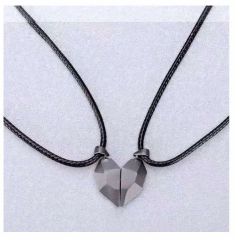 Magnetic Wishing Stone Couple Necklace | Heart-Shaped Electrocardiogram Pendant for Lovers | Ancient Love Token Splicing Necklace | Perfect Valentine’s Day Gift