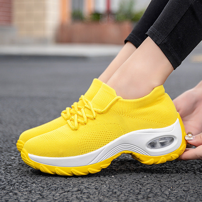 Women’s Flying-Knit Socks Shoes | Breathable Shaking Platform Sneakers | High-Sense Lightweight Walking Shoes | Trendy Minimalist Slip-On Sports Shoes | 2026 High-Fashion Ergonomic Wedge Sneakers