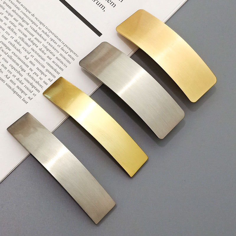 Brushed Metal Minimalist Barrettes | European & American Style Geometric Hair Clip | Normcore Temperament Ponytail Clip | Modern Ins Fashion Matte Hair Accessory