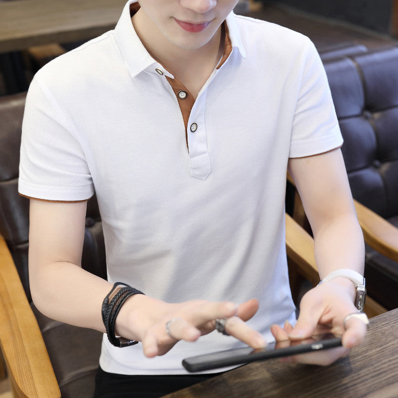 Men's Modern Zipper Polo Shirt | Casual Patchwork Short Sleeve Summer Tee | Designer Turn-Down Collar Slim Fit Polo Top for Men