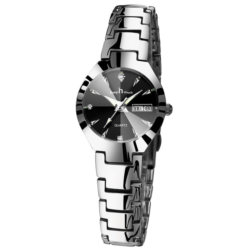 Luxury Luminous Couple Watch Set | Matching Quartz Watches with Calendar | Glow-in-the-Dark Water Resistant Lovers' Timepiece | Elegant Men & Women Business Wristwatch Set