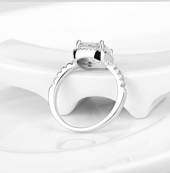 925 Sterling Silver Square Cut Diamond Simulant Ring | Elegant Princess Cut Zirconia Engagement Ring | Minimalist Sparkling Promise Ring for Women