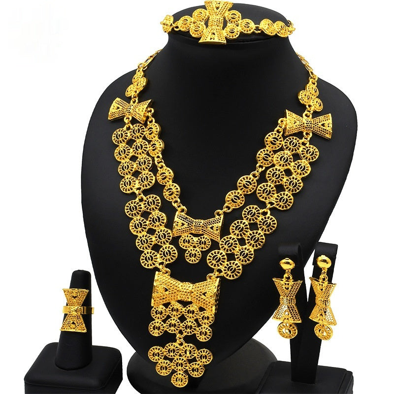 4-Piece Wedding Jewelry Set for Women | Elegant Crystal Necklace, Bracelet, Ring & Earrings Suite | Luxury Bridal Accessories Set | Trendy Sparkly Wedding Jewelry | 2026 High-Fashion Formal Evening Jewelry Set