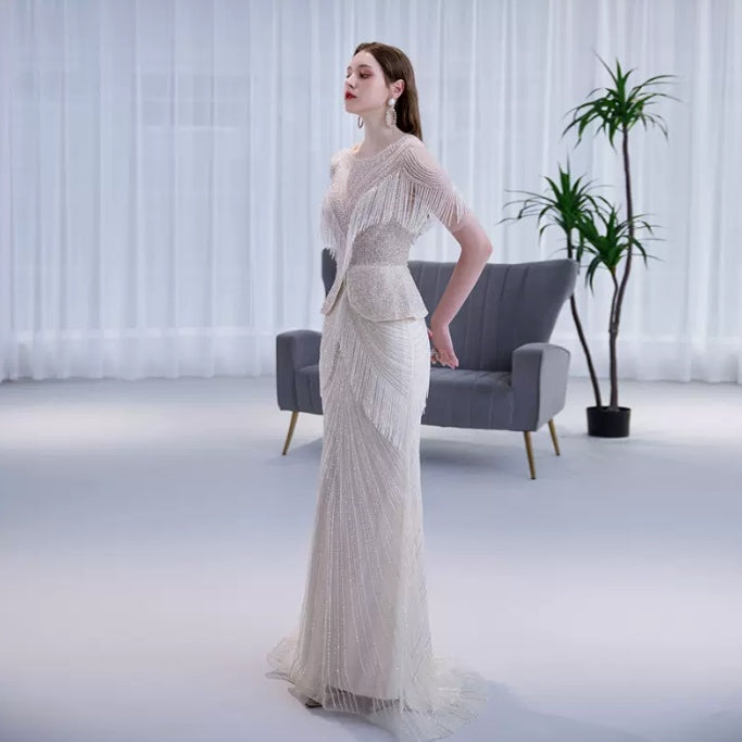 Women’s High-End Luxury Tassel Fishtail Evening Dress | High-Sense Sequin Tassel Party Gown | Trendy Minimalist Mermaid Silhouette Dress | Luxury-Label Statuesque Radiant Formal Wear | 2026 High-Fashion Emerald-Luxe Essential