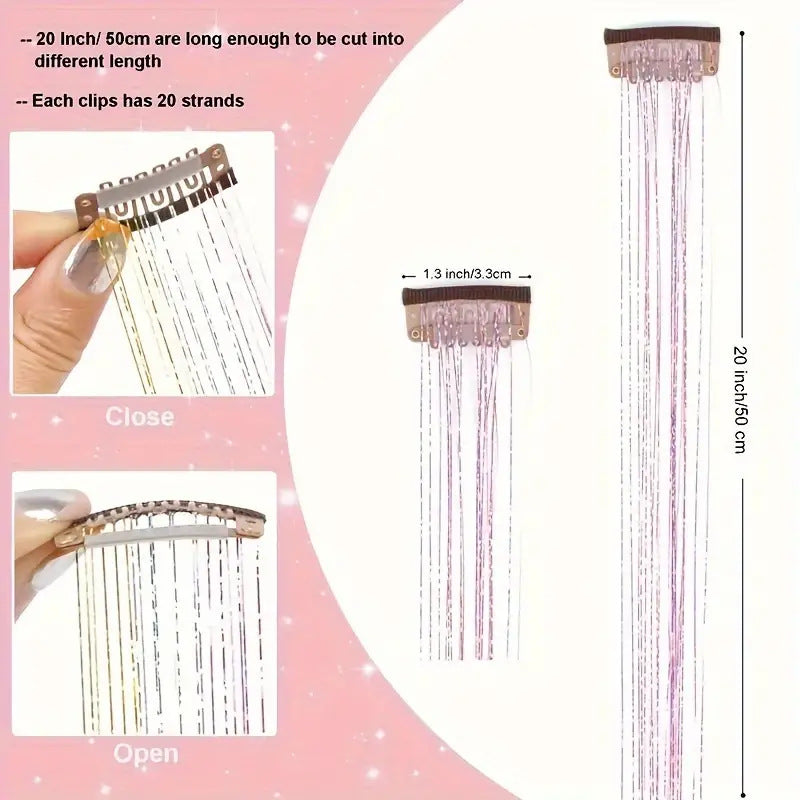 Laser-thread Colorful Shiny Seamless Hair Extensions
