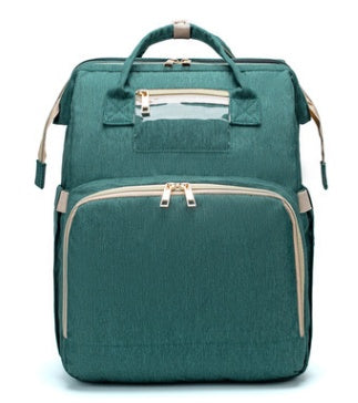 3-in-1 Mommy Bed Backpack with USB Charging | Folding Portable Baby Crib & Diaper Bag | Large Capacity Multi-Function Travel Backpack | Trendy Waterproof Maternity Bag for Moms & Dads | 2026 High-Fashion Smart Parenting Gear