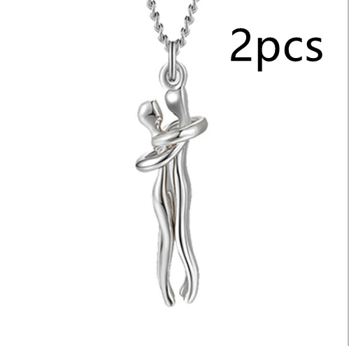 Love Hug Pendant Necklace for Couples | Unisex Romantic Hugging Figure Necklace | Minimalist Clavicle Chain Jewelry | Meaningful Valentine’s Day & Anniversary Gift