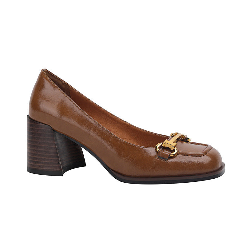 Women’s Retro Square-Toe French Style Pumps | Elegant Chunky Heel Block Shoes | Vintage Parisian Office Heels | Comfortable High-Sense Formal Pumps for Women | 2026 Footwear Trend