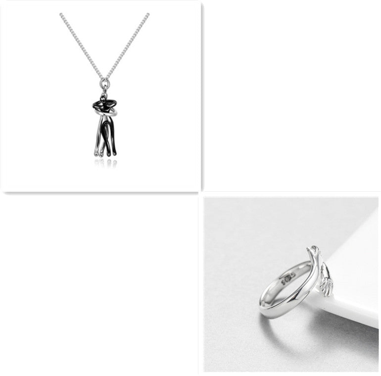 Love Hug Pendant Necklace for Couples | Unisex Romantic Hugging Figure Necklace | Minimalist Clavicle Chain Jewelry | Meaningful Valentine’s Day & Anniversary Gift