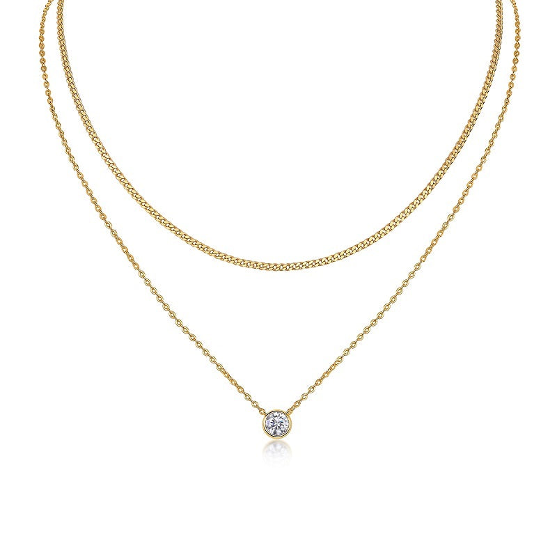 1 Carat Moissanite Solitaire Necklace | S925 Sterling Silver Gold Plated Pendant | GRA Certified Luxury Minimalist Jewelry | Sparkling Diamond Alternative Necklace