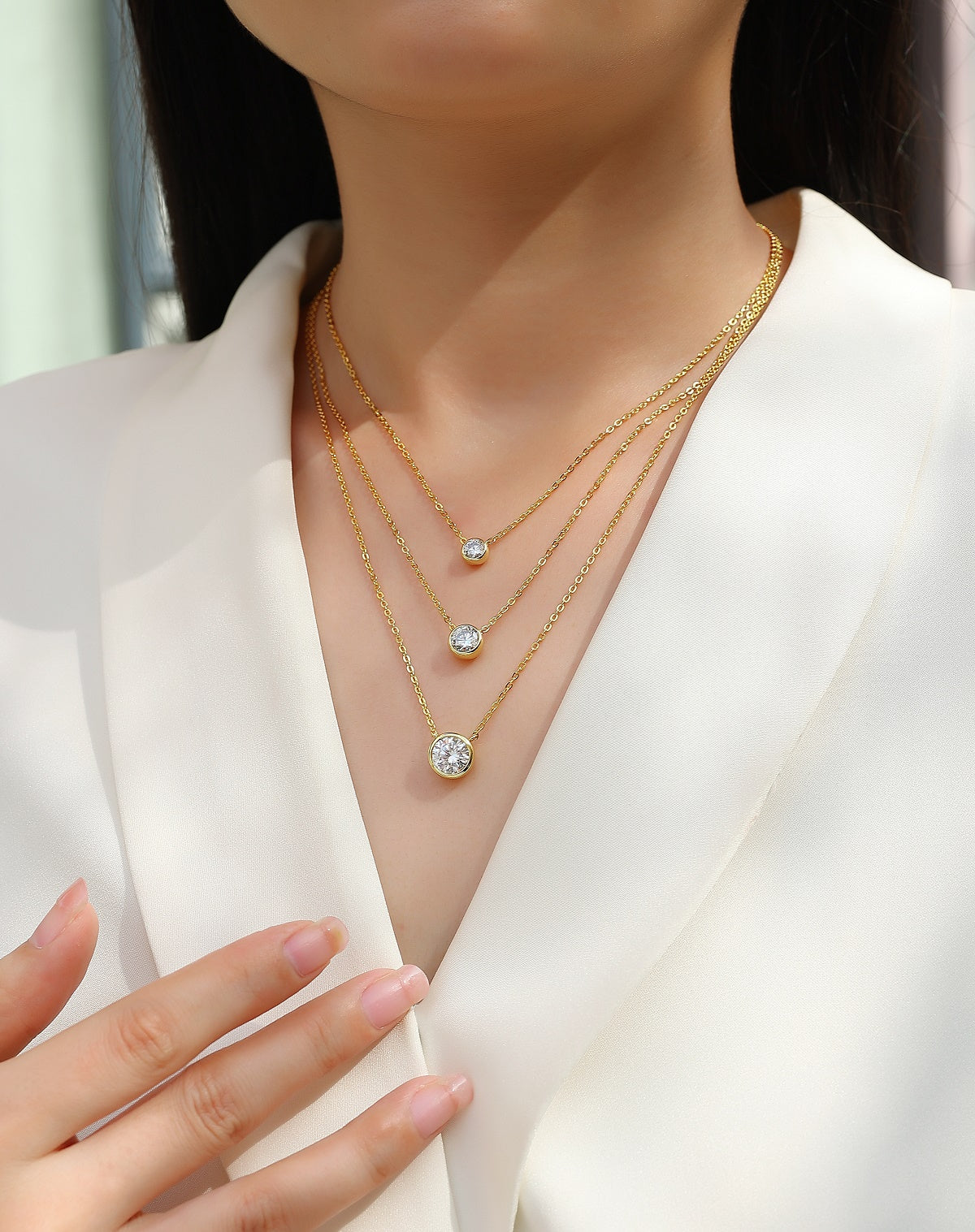 2 Carat Round Cut Moissanite Pendant Necklace | Luxury S925 Sterling Silver Gold Plated Jewelry | Minimalist Dainty Diamond Simulant Necklace for Women